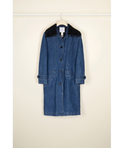 Jewelled collar denim overcoat acheter en ligne