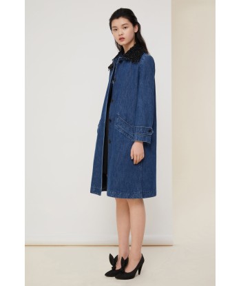 Jewelled collar denim overcoat acheter en ligne