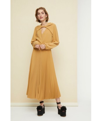 Twisted neckline pleated midi dress Economisez 