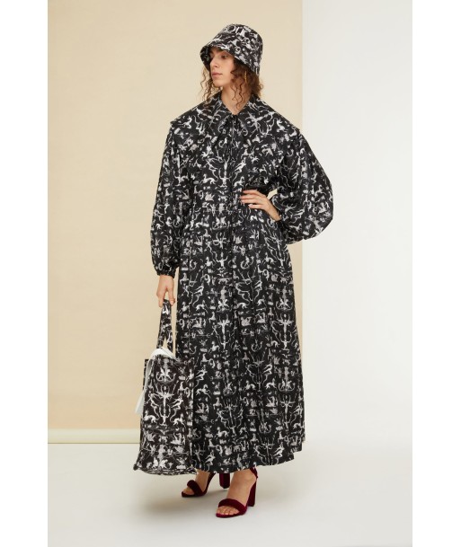 Maxi shirt dress in printed eco twill satin Jusqu'à 80% De Réduction